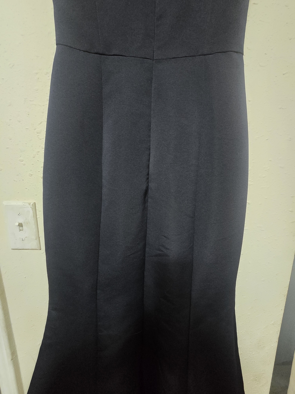 Sleeveless V-Neck Navy Mermaid Gown - Picture 6 of 9